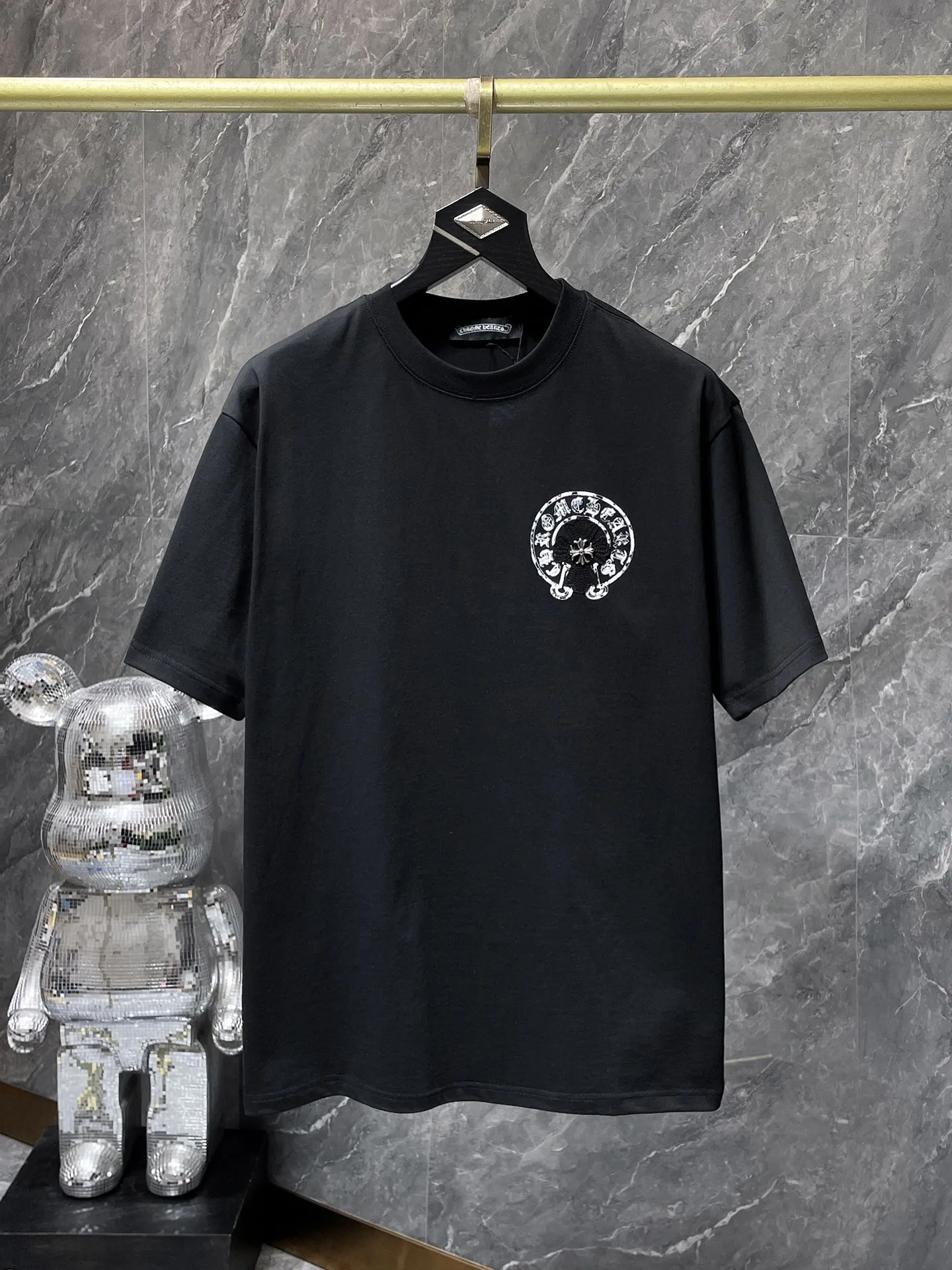 P170 New Chrome Hearts 25ss willow inkjet high version for summer! High weight, environmentally friendly and high-quality top-quality fabric 280g Crow cross patch embroidery spray-painted foam short sleeves. Counter synchronization. 1:1 replica version. Recommended colors: white, black